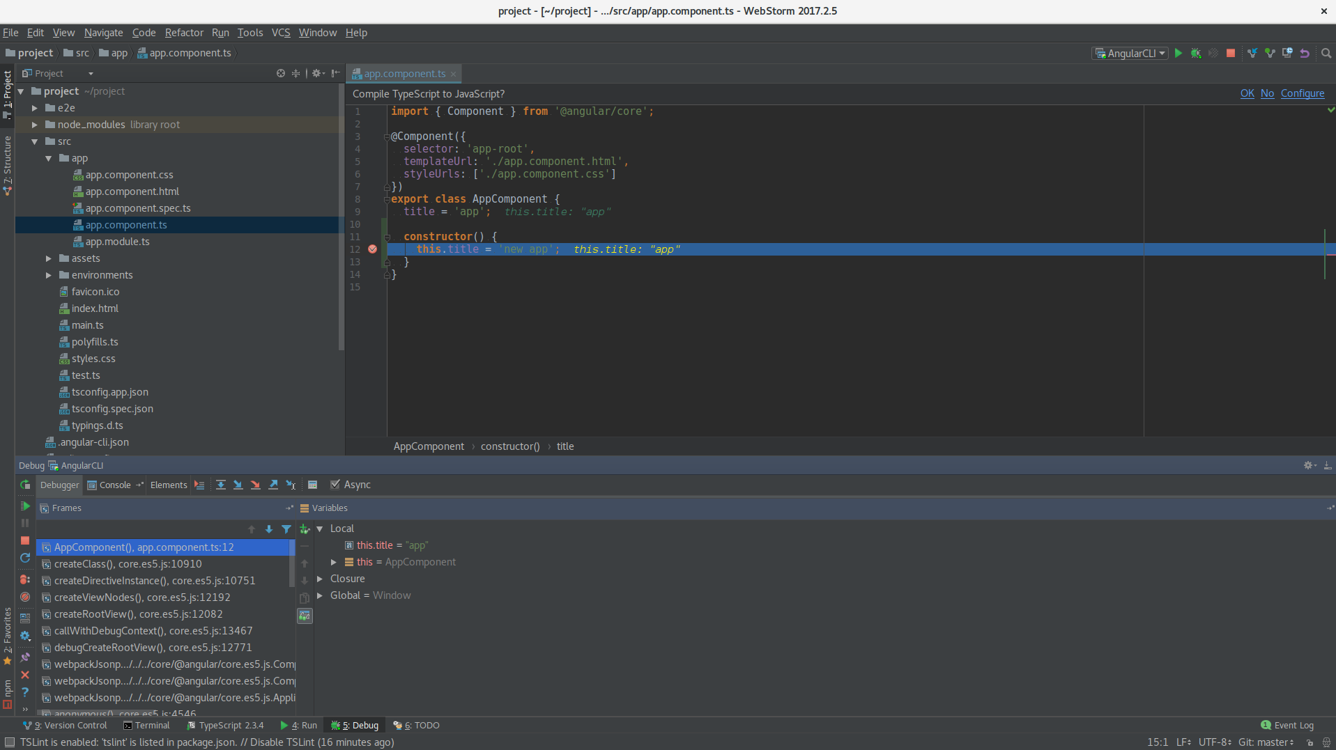 webstorm debug from console