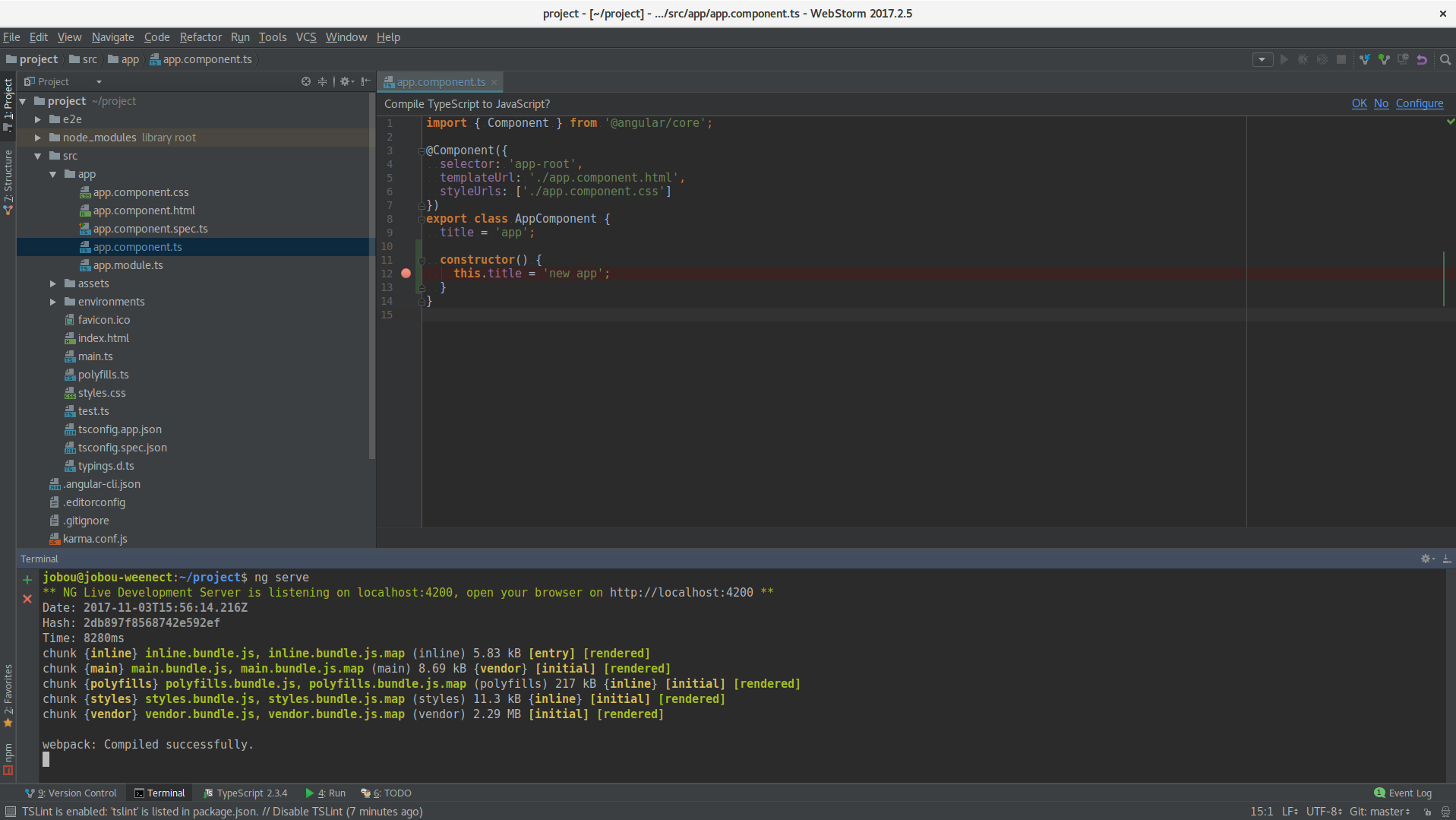 webstorm 2016 angular 2